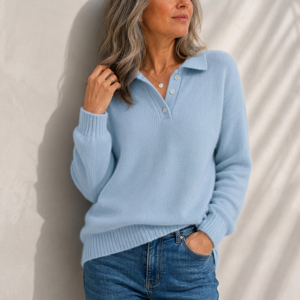 Aelis - Soft-Touch Polo Collar Jumper