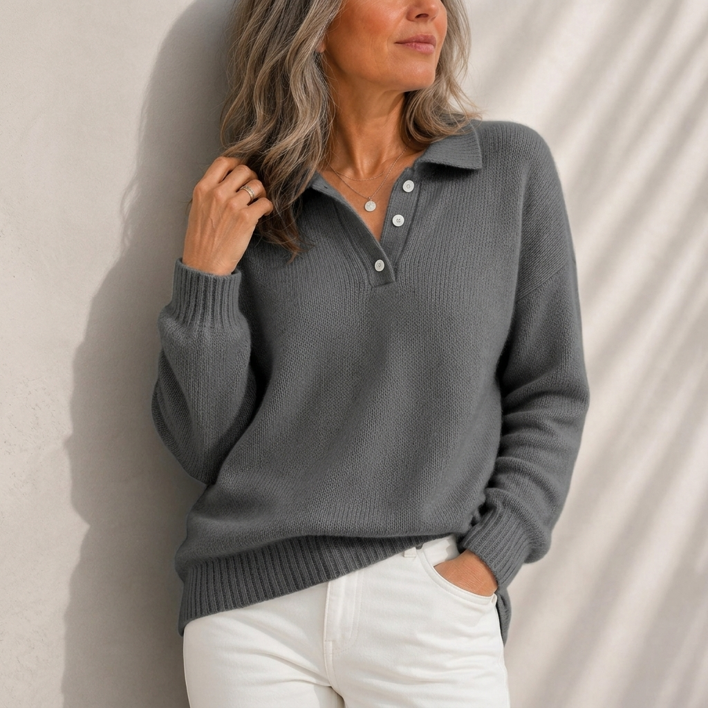 Aelis - Soft-Touch Polo Collar Jumper