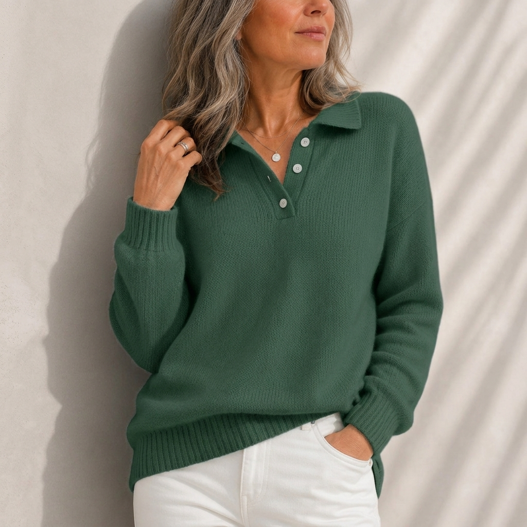 Aelis - Soft-Touch Polo Collar Jumper