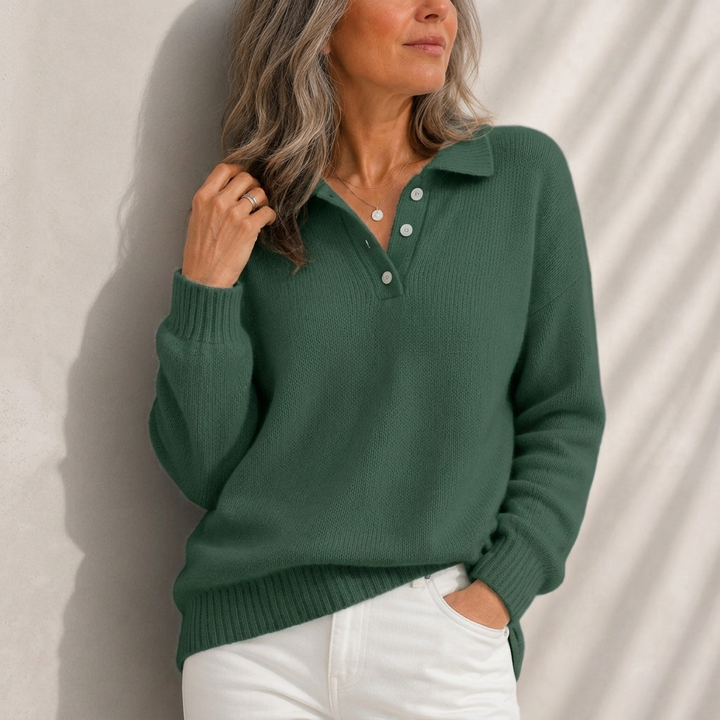 Aelis - Soft-Touch Polo Collar Jumper