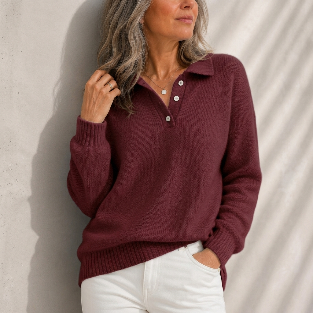 Aelis - Soft-Touch Polo Collar Jumper