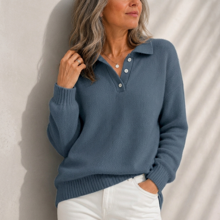 Aelis - Soft-Touch Polo Collar Jumper