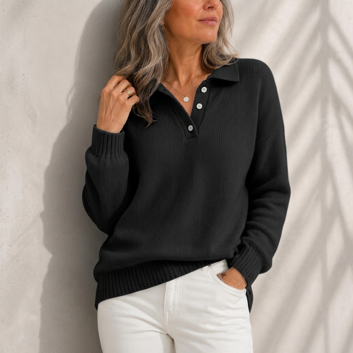 Aelis - Soft-Touch Polo Collar Jumper