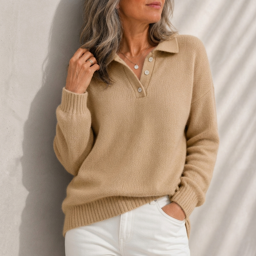 Aelis - Soft-Touch Polo Collar Jumper