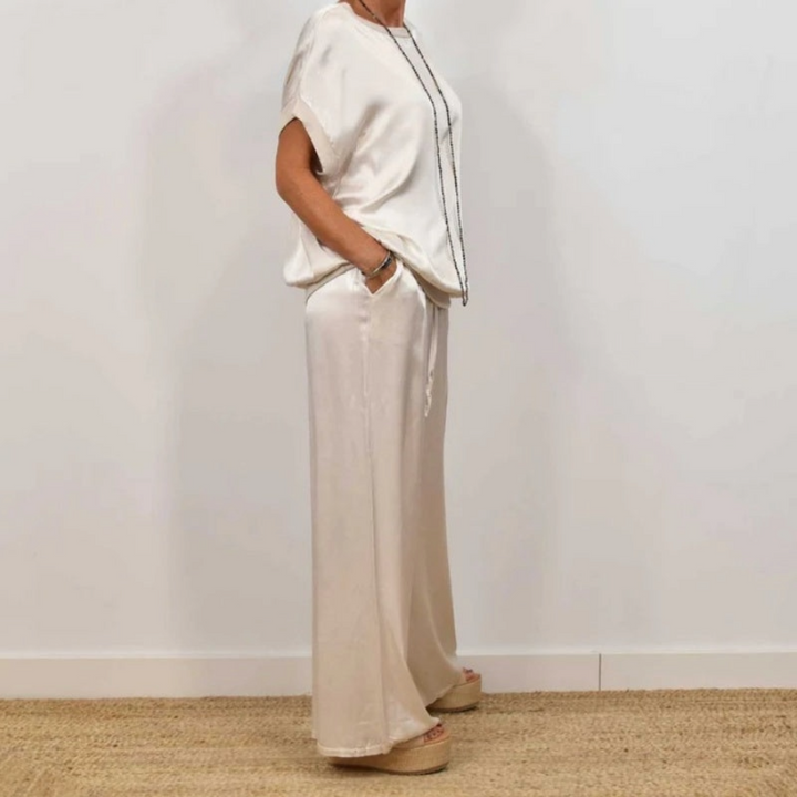 Nadine - Satin Top and Wide Leg Trousers Set