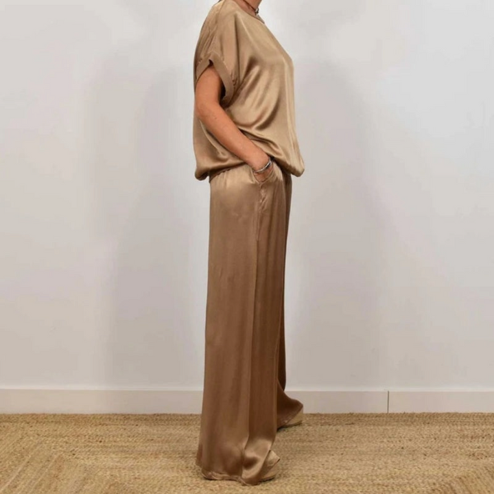 Nadine - Satin Top and Wide Leg Trousers Set