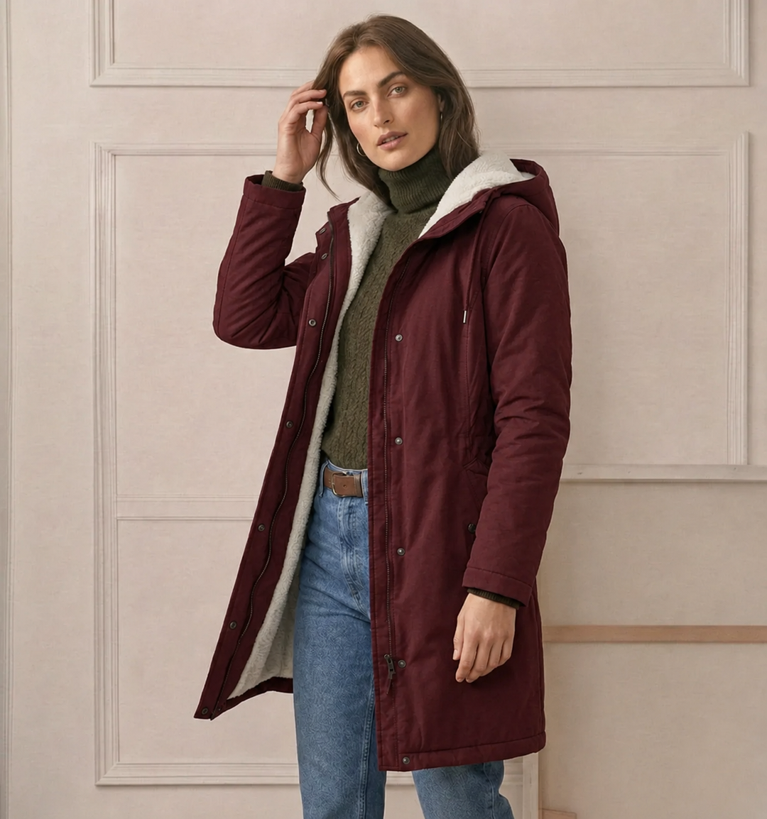 Clarice - Water-Repellent Longline Hooded Jacket