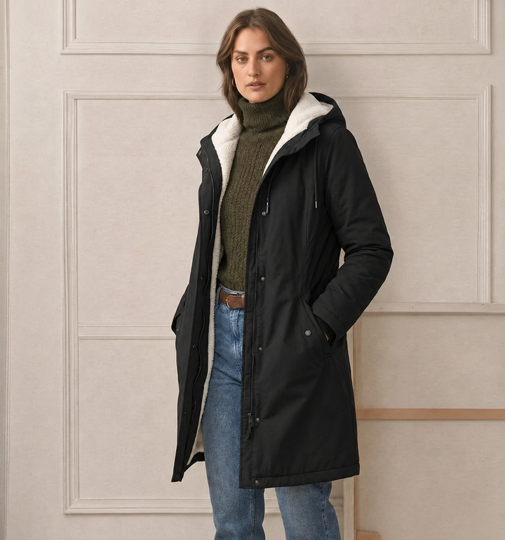 Clarice - Water-Repellent Longline Hooded Jacket