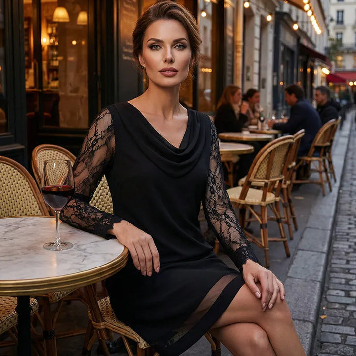 Zarellia - Elegant Lace Sleeve Mini Dress