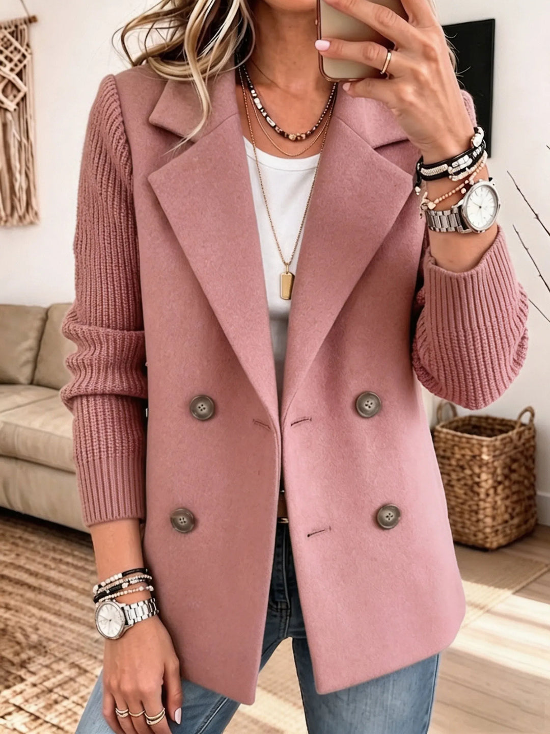 Lottie - Soft-Touch Mixed-Media Blazer