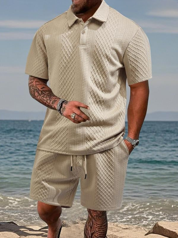 Niall - Textured Polo & Shorts Set