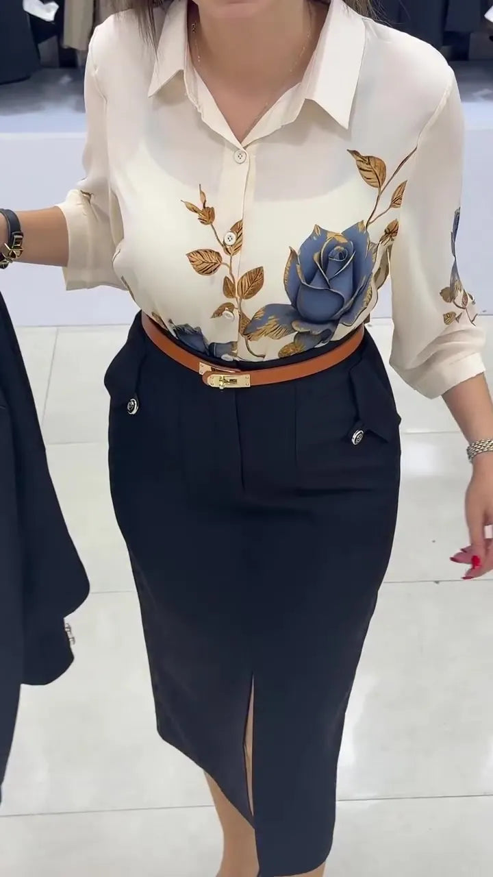 Xavina - Tailored Blazer Skirt Two Piece Set