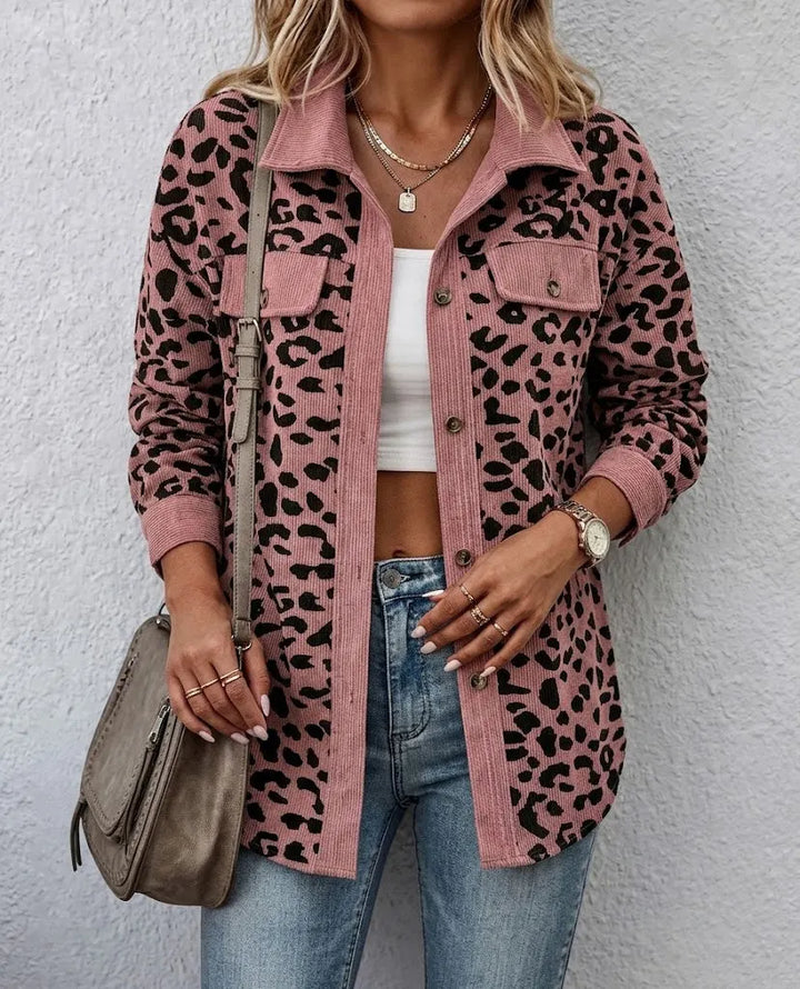 Miressia - Button Front Animal Print Cardigan