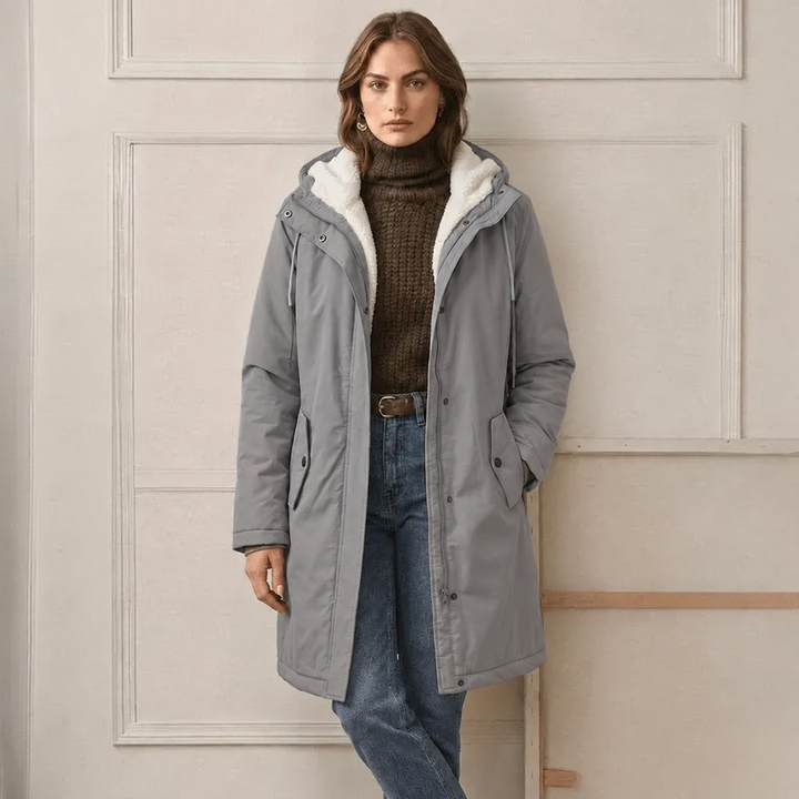 Clarice - Water-Repellent Longline Hooded Jacket