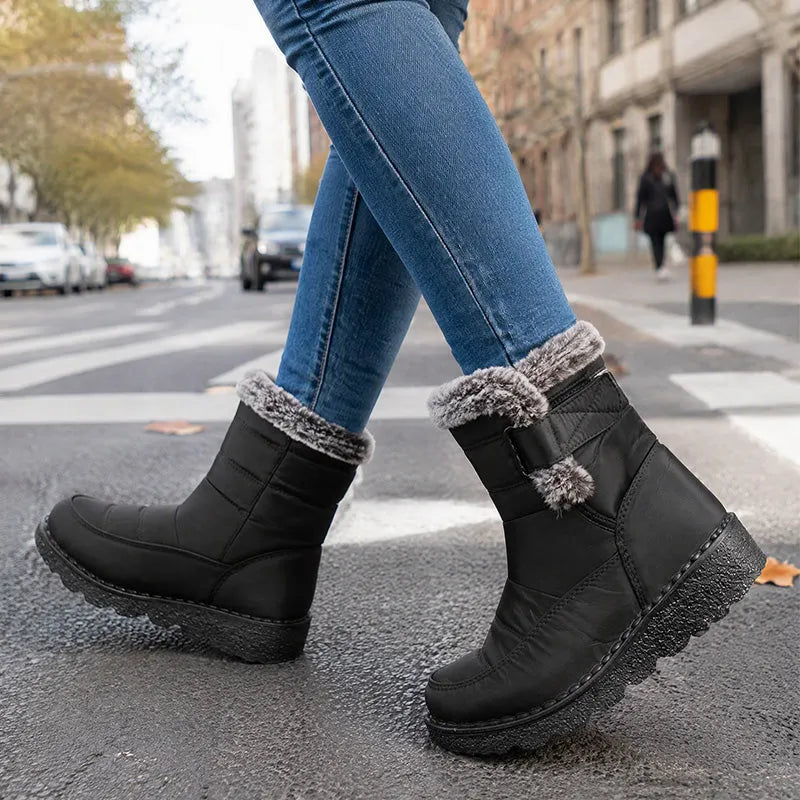 Adina - Plush Trim Winter Ankle Boots