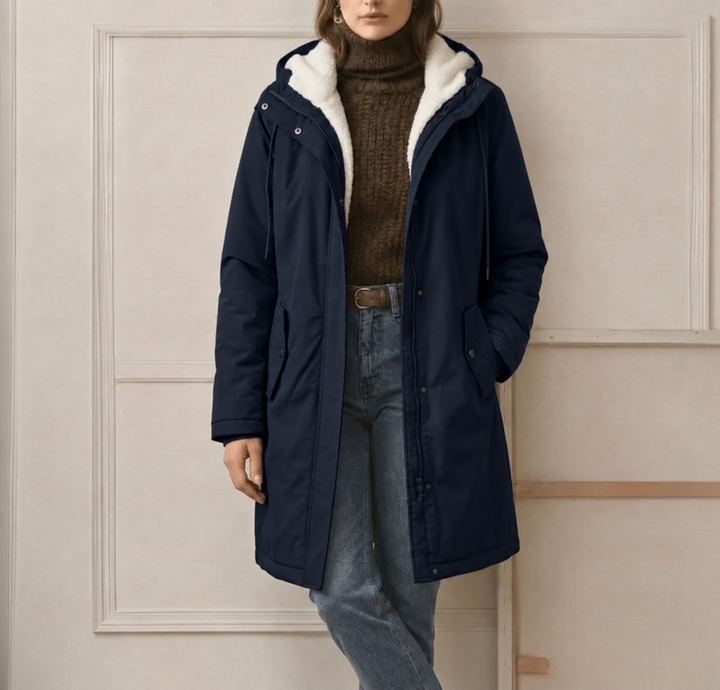 Clarice - Water-Repellent Longline Hooded Jacket