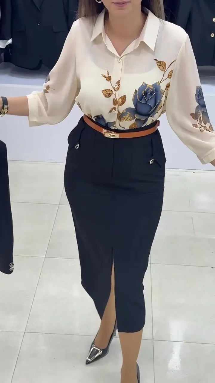 Xavina - Tailored Blazer Skirt Two Piece Set