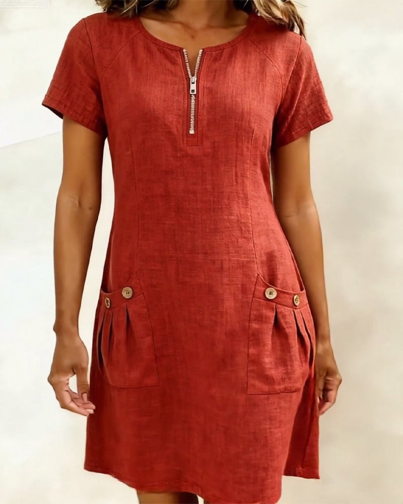 Girella - Breezy Linen A-Line Dress