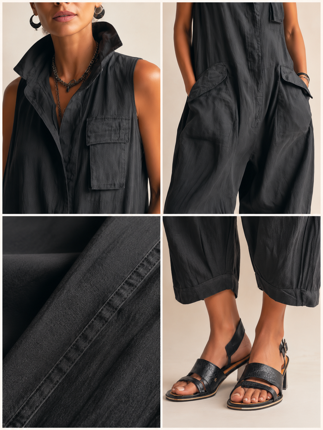 Nerine - Soft-Touch Cargo Jumpsuit