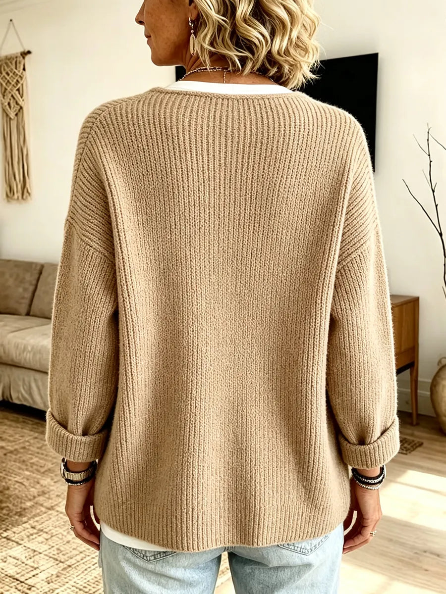 Anisa - Relaxed Button Detail Knit Cardigan