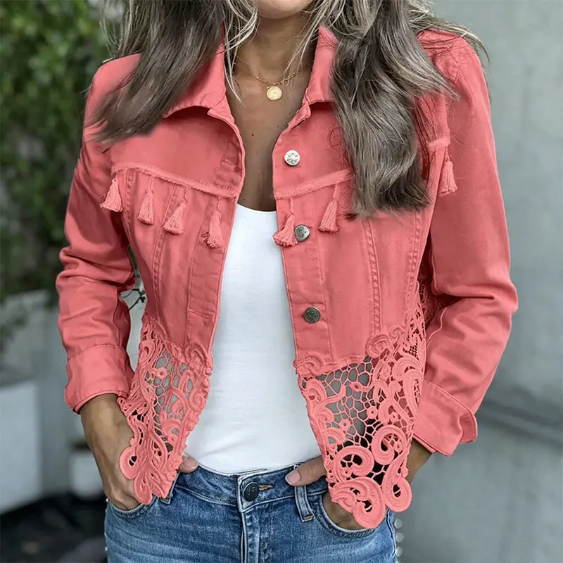 Anselia - Lace Hem Button Jacket