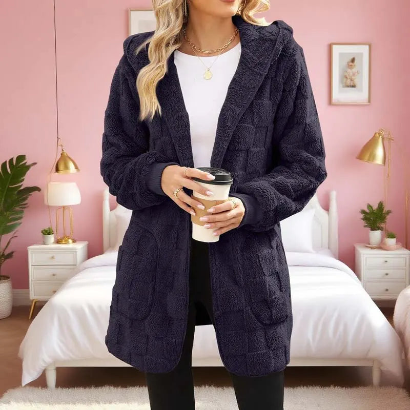 Zinnabelle - Plush Textured Hooded Cardigan