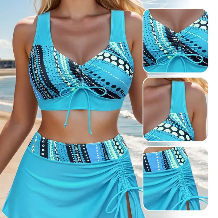 Xena - Ruched Tie Front Bikini Skirt Set