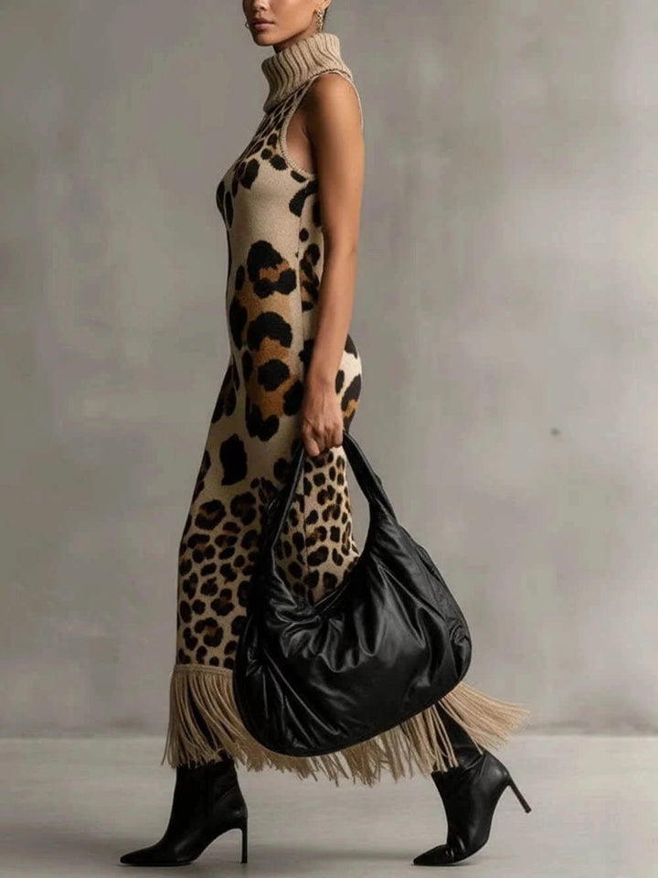 Oksana - Leopard-Print Fringed Maxi Dress