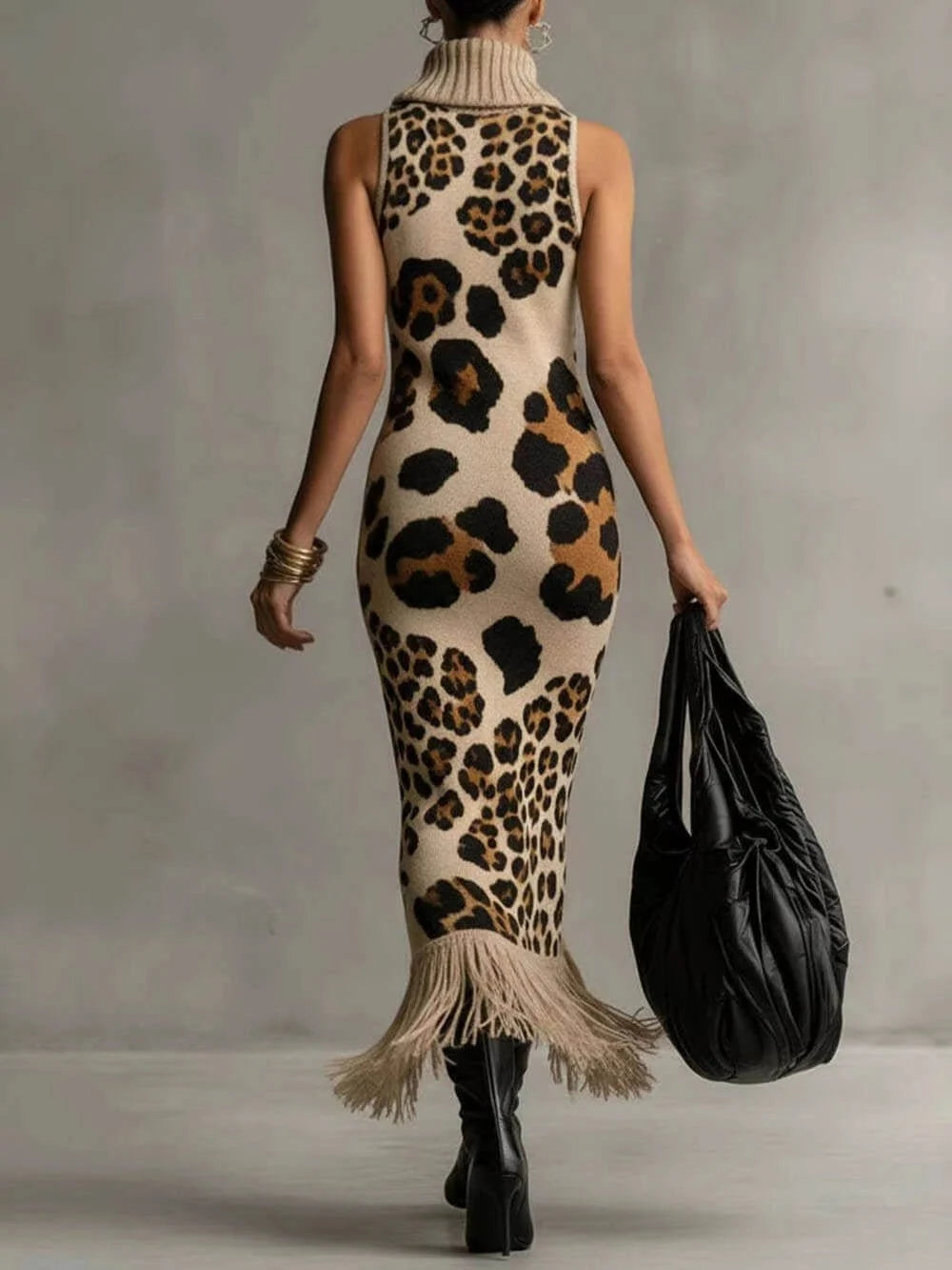 Oksana - Leopard-Print Fringed Maxi Dress