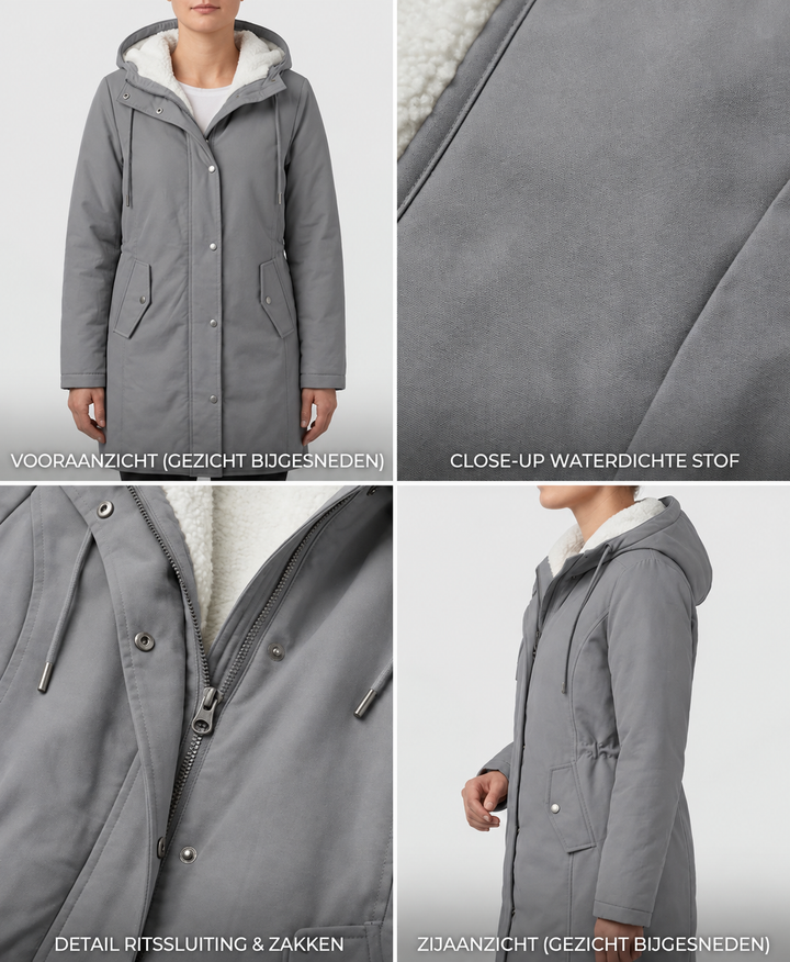 Clarice - Water-Repellent Longline Hooded Jacket
