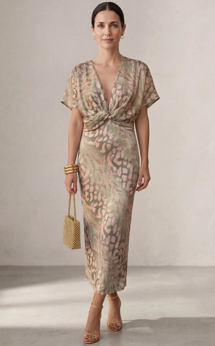 Selina - Draped Knot-Waist Dress