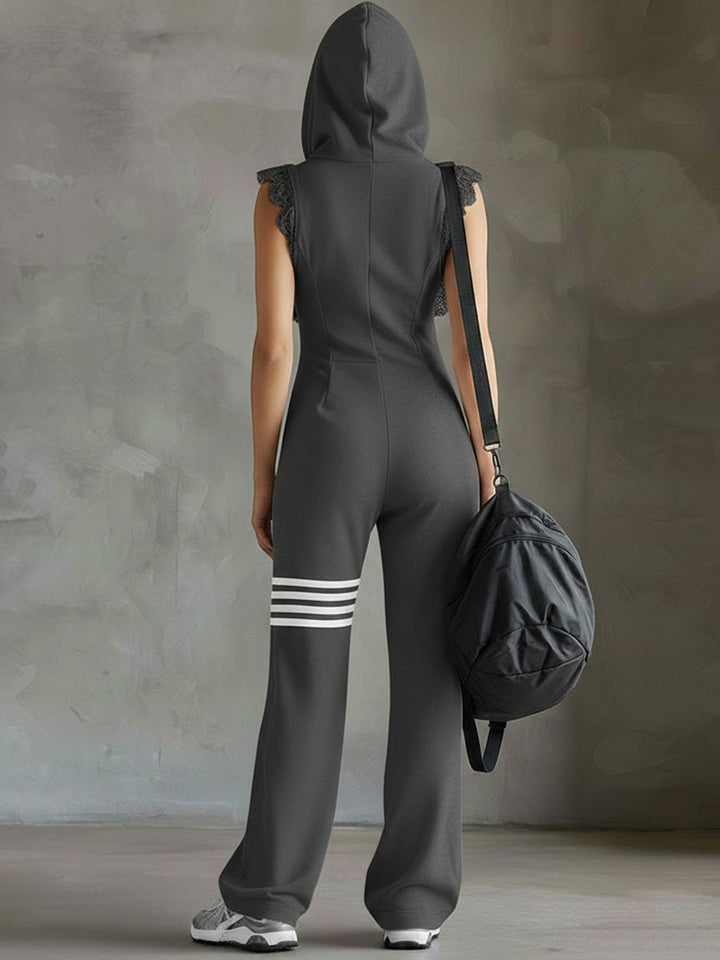 Brisa - Soft-Touch Sleeveless Hooded Jumpsuit