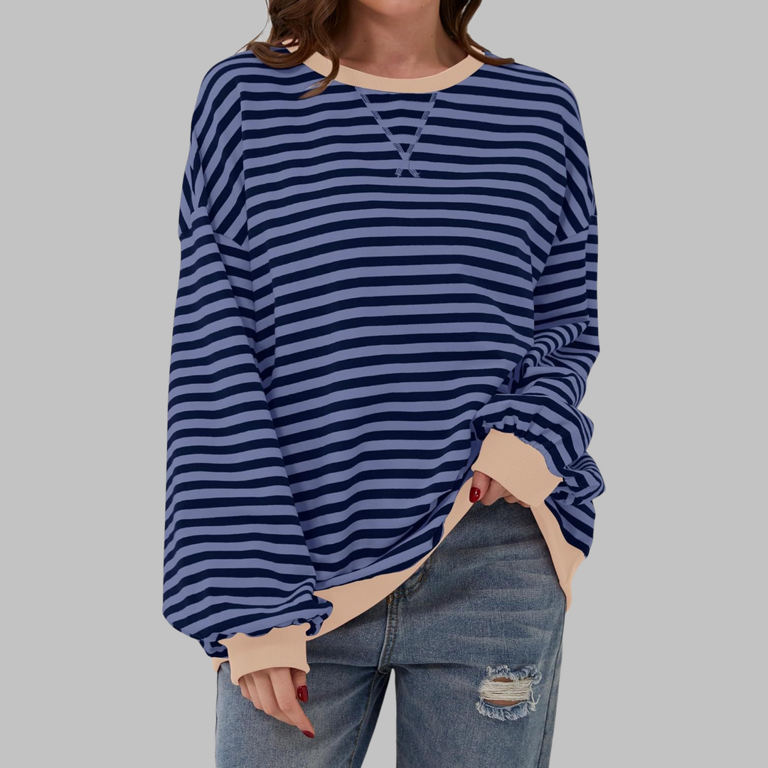 Adelia - Soft-Touch Striped Long-Sleeve Sweatshirt