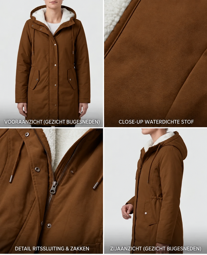Clarice - Water-Repellent Longline Hooded Jacket