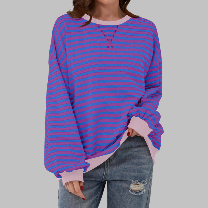Adelia - Soft-Touch Striped Long-Sleeve Sweatshirt