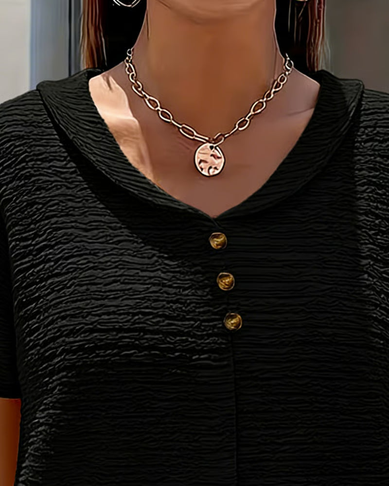 Quintessa - Button V-Neck Blouse