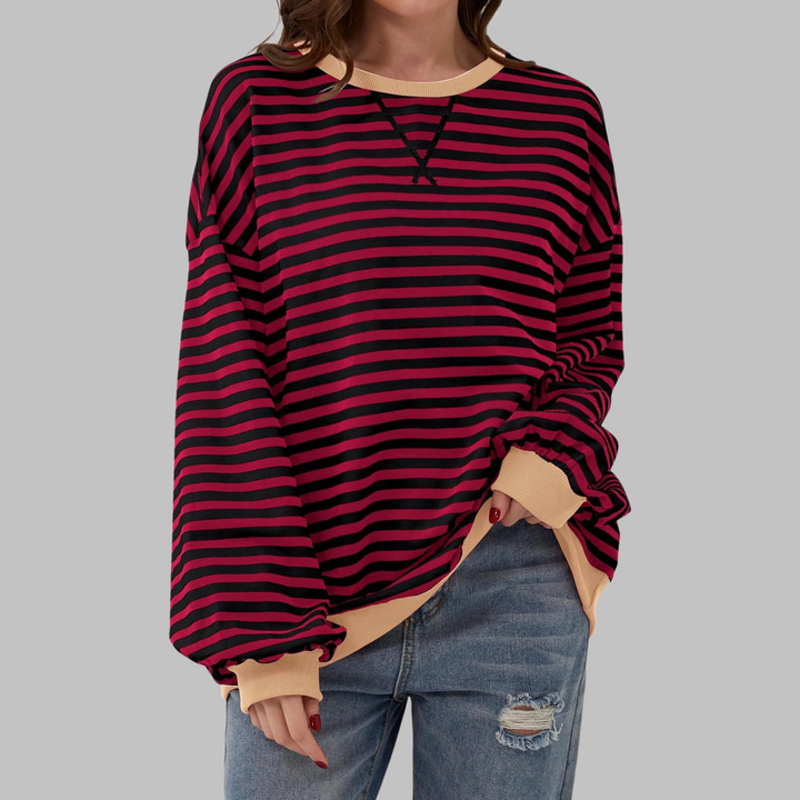 Adelia - Soft-Touch Striped Long-Sleeve Sweatshirt