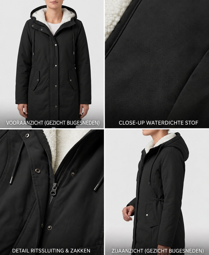 Clarice - Water-Repellent Longline Hooded Jacket