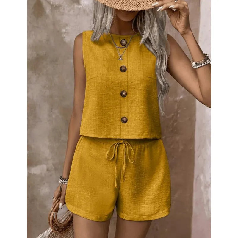 Abilene - Textured Tank & Shorts Set