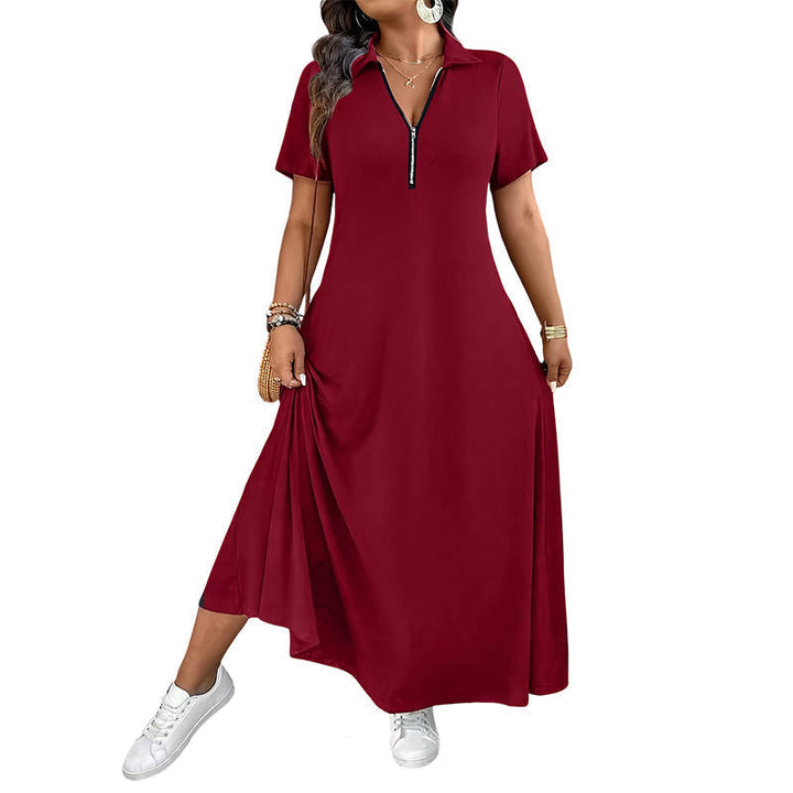 Primelle - Soft-Touch Zip-Neck Maxi Dress