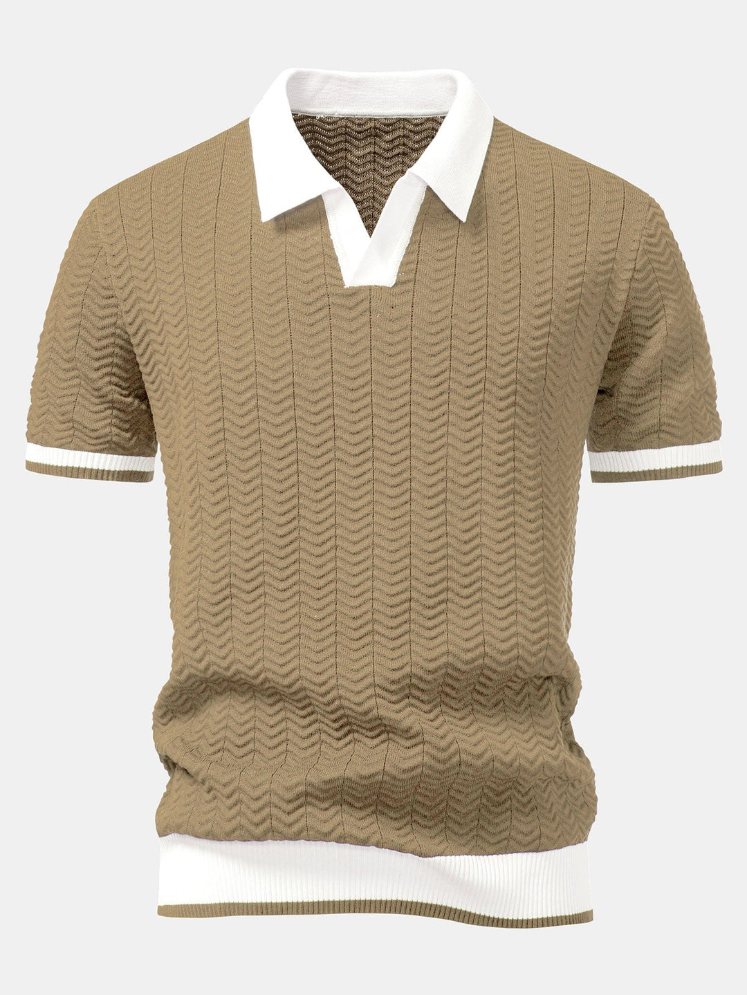 Arleno - Textured V-Neck Knit Polo