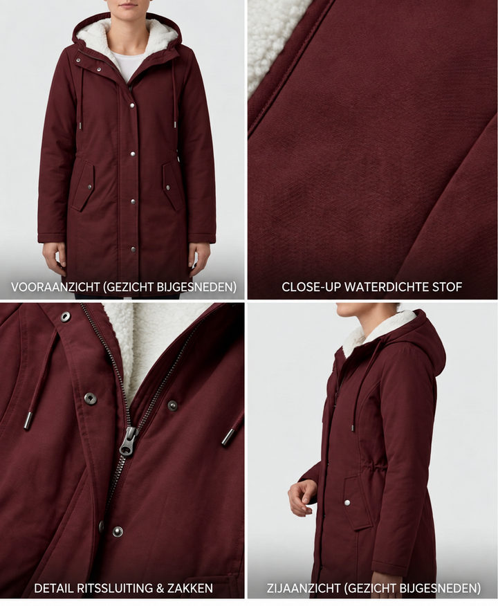 Clarice - Water-Repellent Longline Hooded Jacket