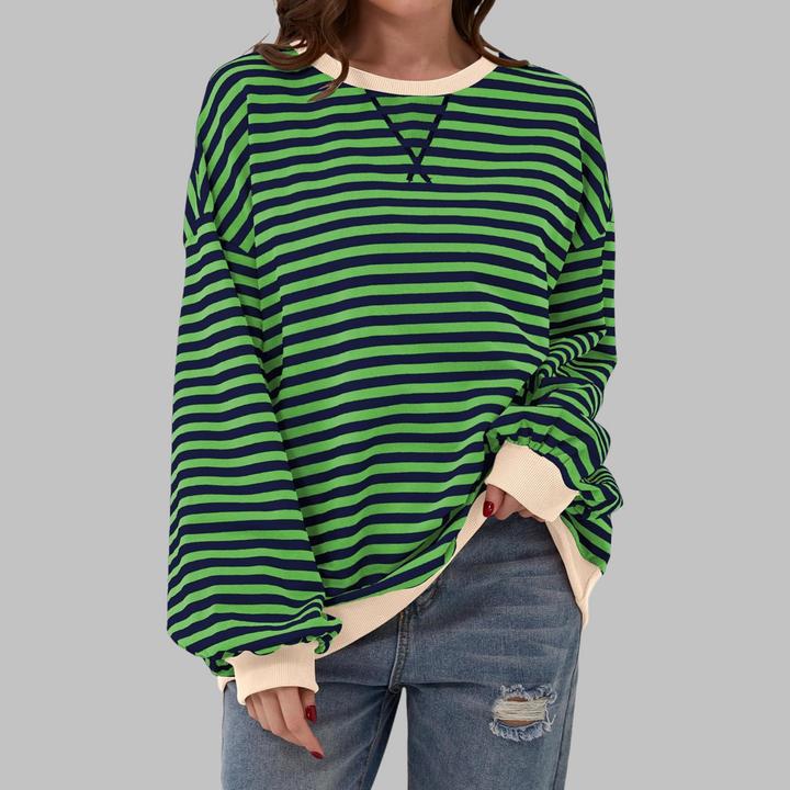 Adelia - Soft-Touch Striped Long-Sleeve Sweatshirt