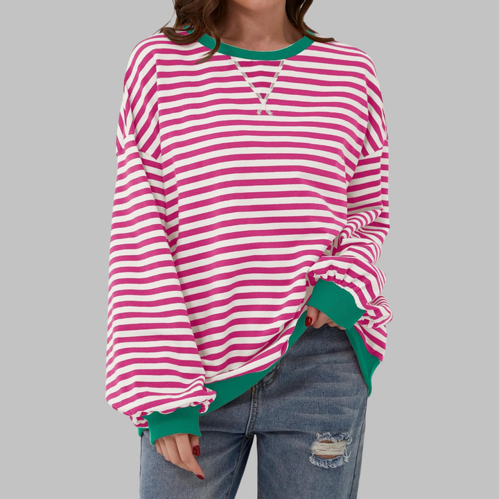 Adelia - Soft-Touch Striped Long-Sleeve Sweatshirt