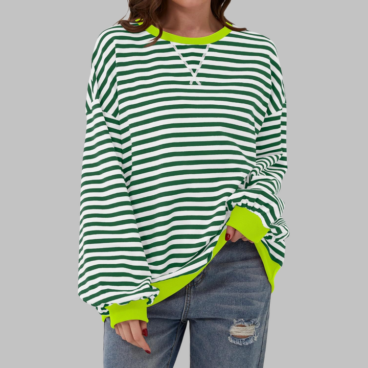 Adelia - Soft-Touch Striped Long-Sleeve Sweatshirt