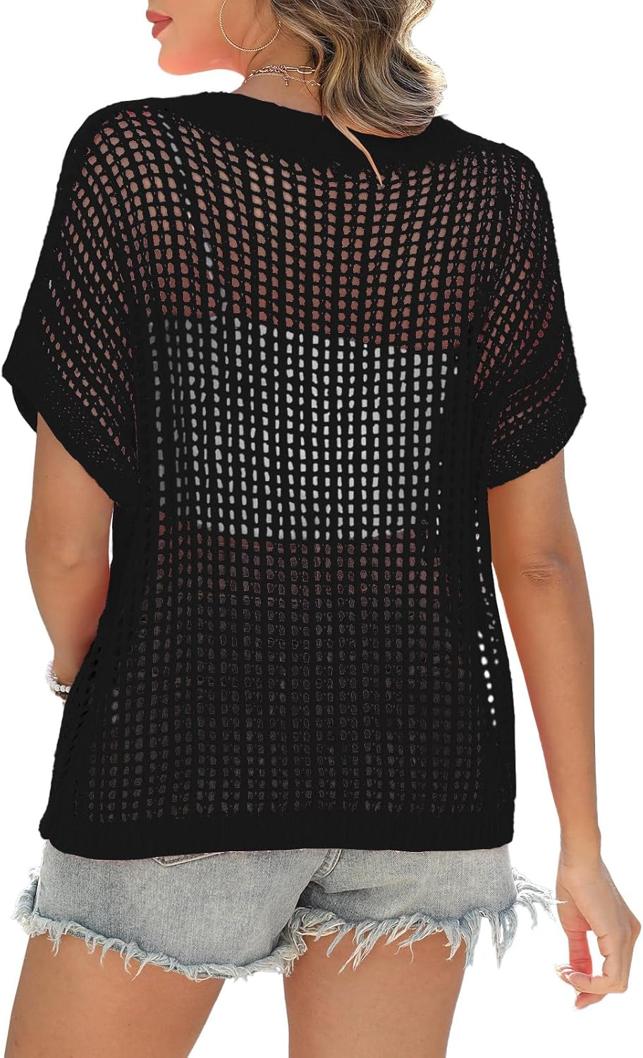 Hallie - Airy Openwork Knit Top