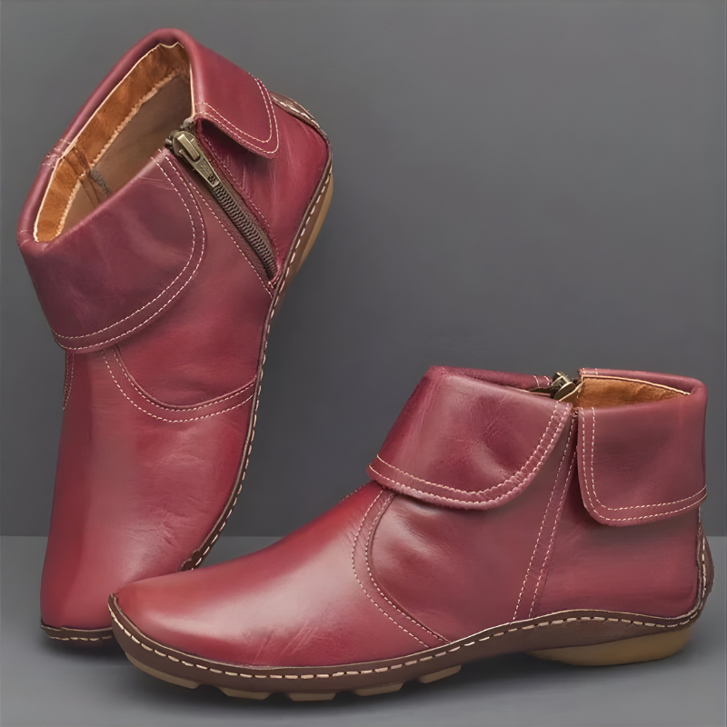 Winona - Fold Over Leather Ankle Boots
