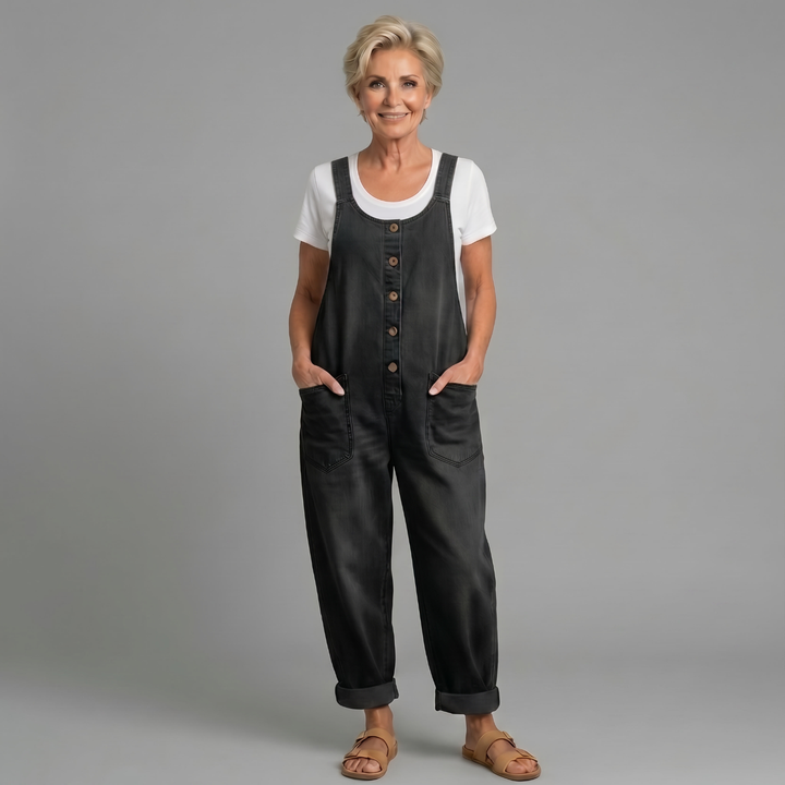 Rowella - Soft-Touch Wide-Leg Dungarees