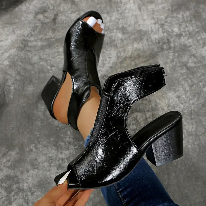 Vasilisa - Peep Toe Block Heel Sandals