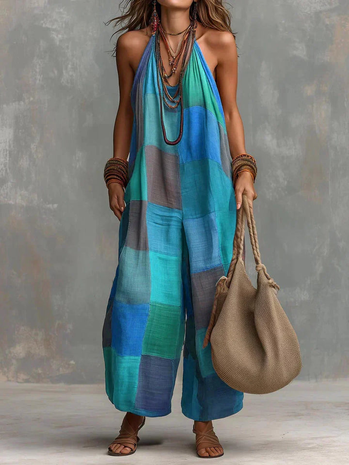 Estelina - Premium Patchwork Halter Jumpsuit